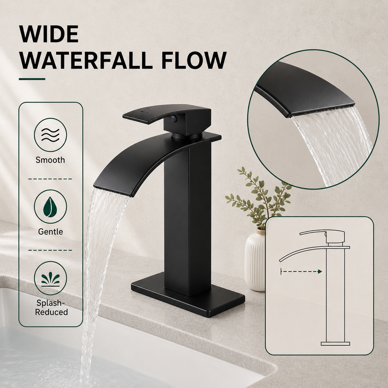 Waterfall Bathroom Faucet Guide: Is the Matte Black Look Right for You?