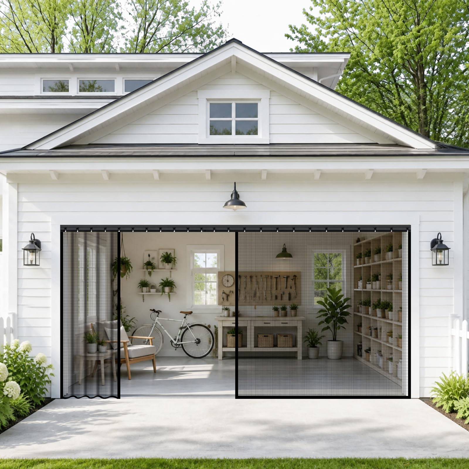 Sliding Garage Screen Doors for 2 Car Garage - 16x7FT