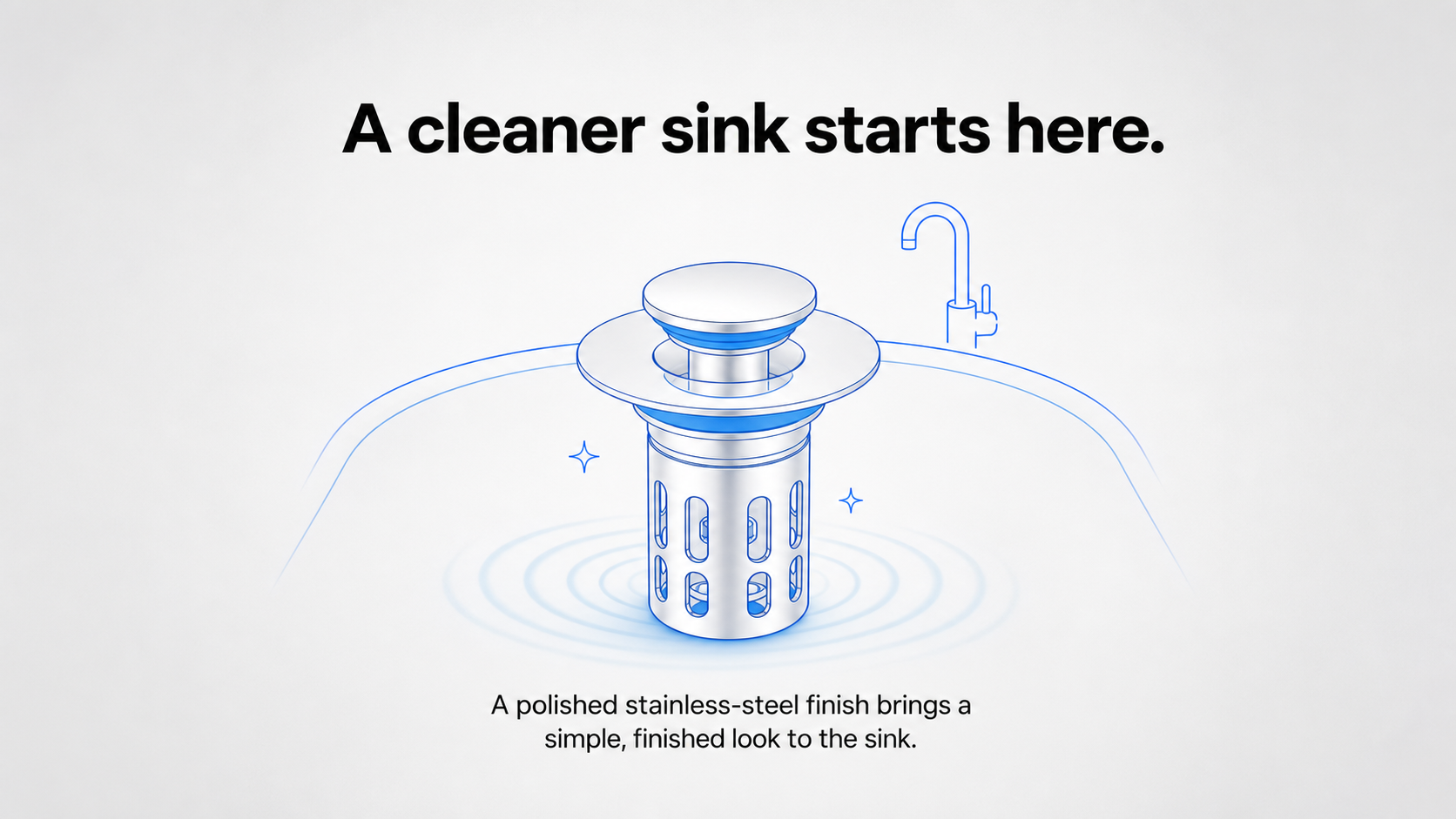 A cleaner sink starts here — polished stainless-steel pop-up sink stopper
