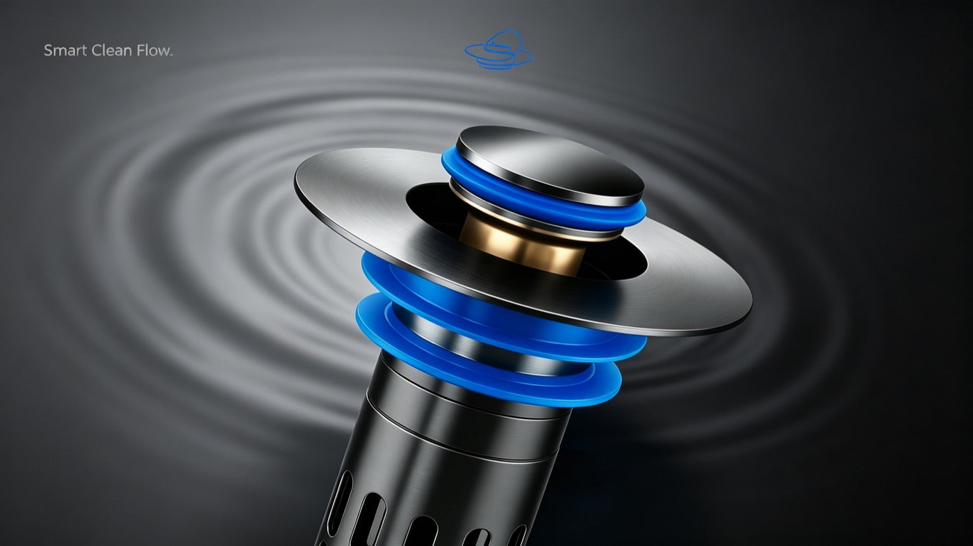 Pop-up sink drain stopper feature